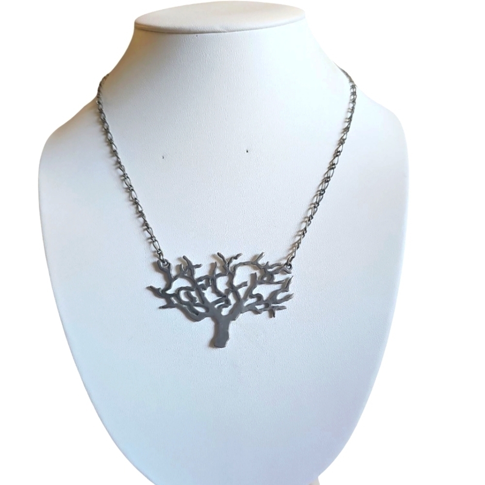 Zad Matte Silver-Tone Metal The Giving Tree Cutout Choker Style Necklace
